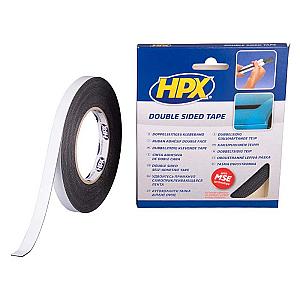 HPX dobbeltklæbende tape sort, 12mm x 10m