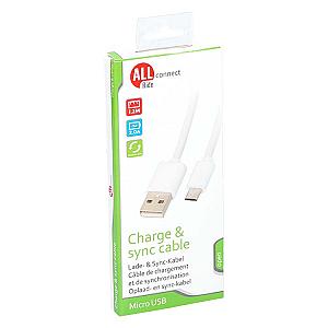Allride Connect 2,0 ladekabel USB til Micro-USB, 1,2 m,