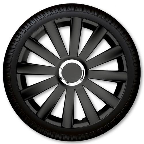 14" Spyder Pro sort hjulkapselsæt