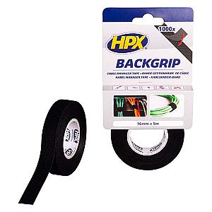 HPX back grip sort velcrotape, 16mm x 5 m