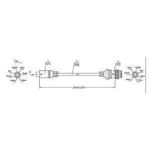 20 m. Kabel-6 pin vådt miljø