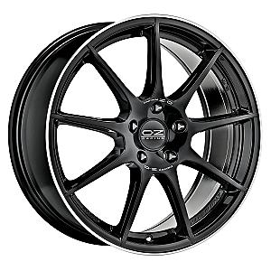 OZ VELOCE GT GLOSS BLACK+DIAMOND LIP+SILVER LETTERING 7,5x17 ET50 5/112/75