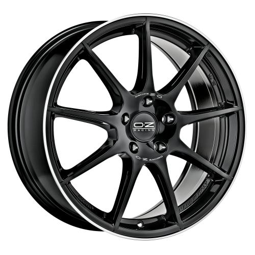 OZ VELOCE GT GLOSS BLACK+DIAMOND LIP+SILVER LETTERING 7,5x17 ET35 5/112/75