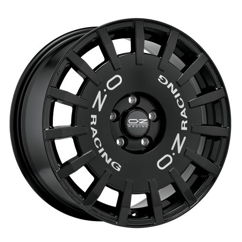 OZ RALLY RACING GLOSS BLACK SILVER LETTERING 8x17 ET45 5/112/75