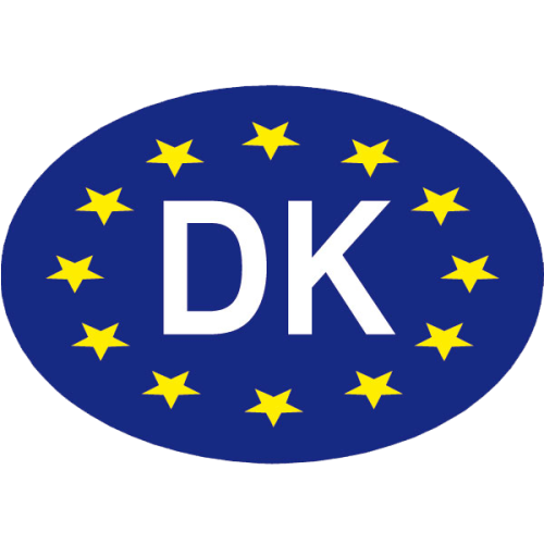 Trykt dk/eu skilt stort