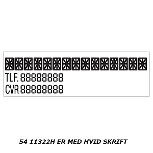 Firma, tlf. og cvr-skilt hvid