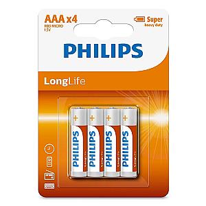 Philips Longlife AAA batteri 4 stk.